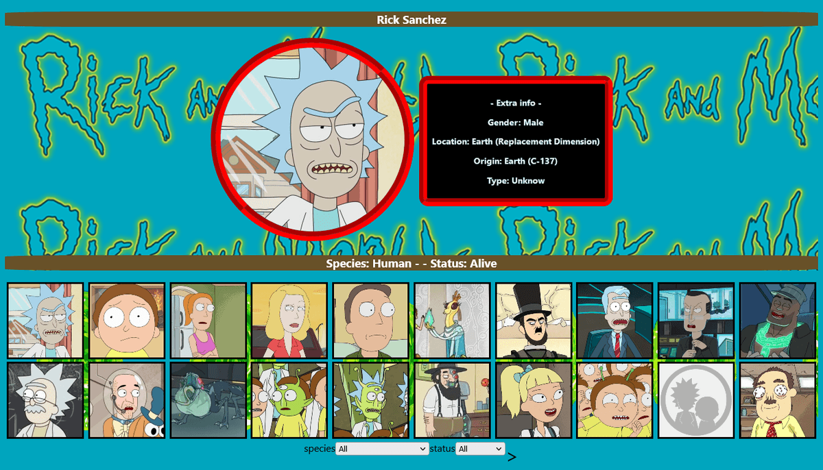 Rick and Morty API + ReactJS